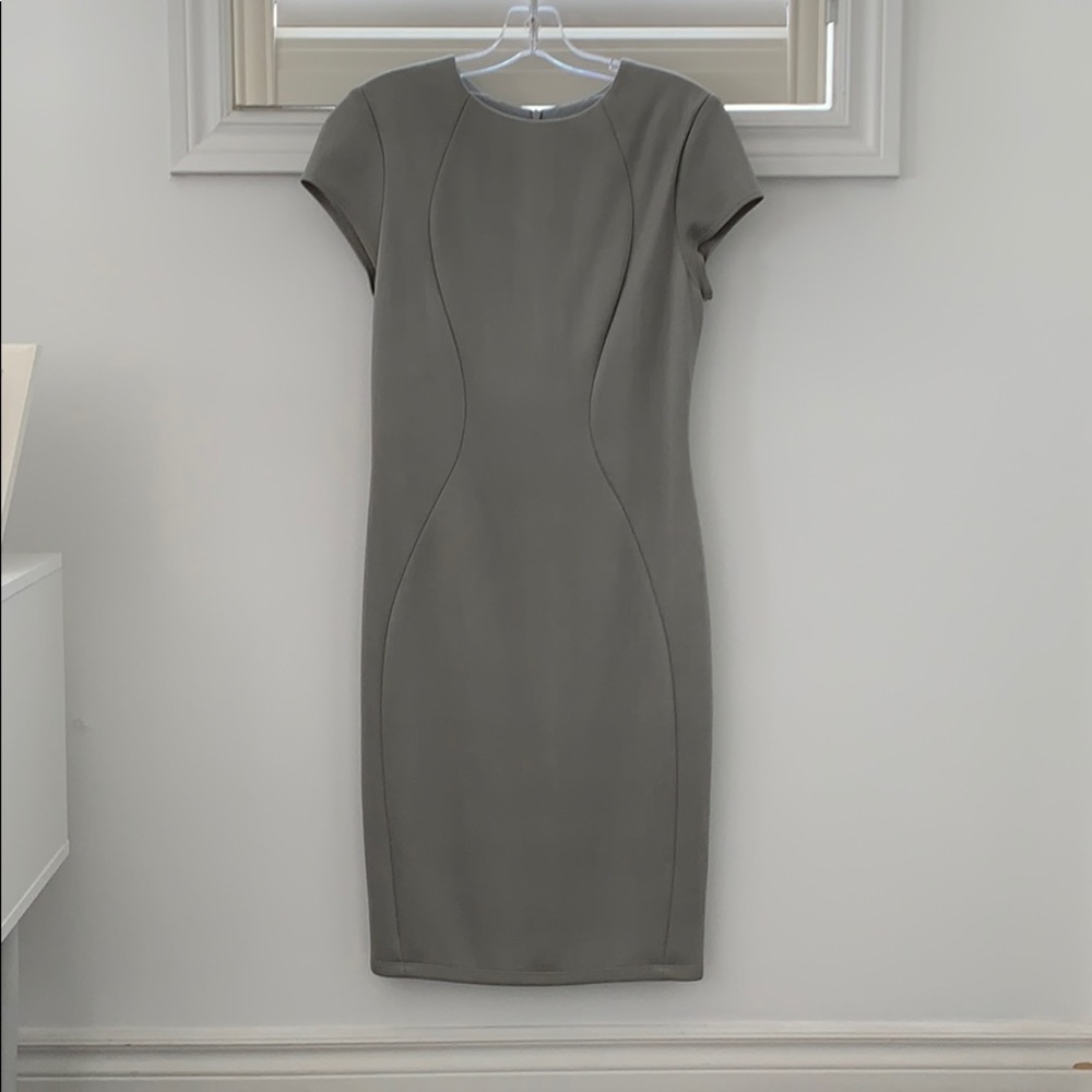 Obakki grey sheath midi dress
